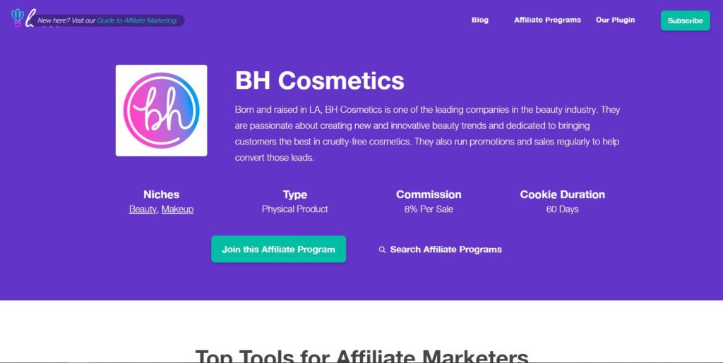 bhcosmetics affiliate marketing programs
